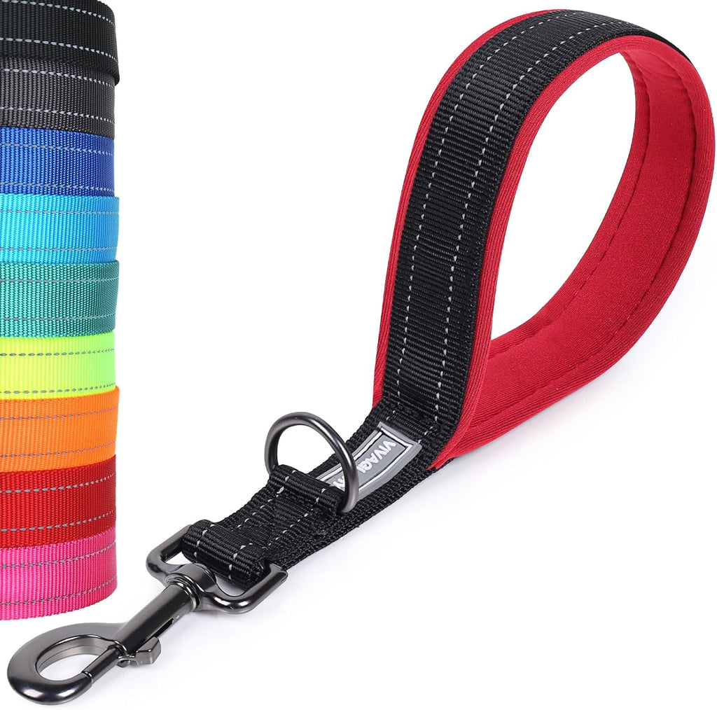 Short Dog Leash Closerok Traffic Leash for Dog with Soft Padded Handle for Training & Walking, Padded Neoprene & Heavy Duty, 12Inch, Black/Red